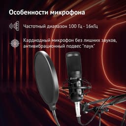 Микрофон проводной Oklick SM-600G, 1000 Ом, -47 дБ, провод 2.5 м, чёрный