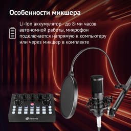 Микрофон проводной Oklick SM-600G, 1000 Ом, -47 дБ, провод 2.5 м, чёрный