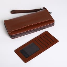 Портмоне-клатч мужской на молнии, с картхолдером, рыжее