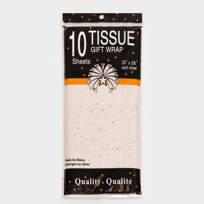 Бумага упаковочная тишью, «Конфетти», белая, 50×66 см