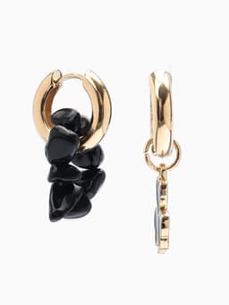 Серьги со съёмным элементом «Трансформер», клевер-сердце, чёрные в золоте