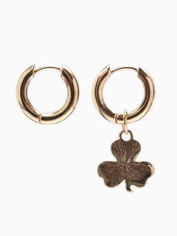 Серьги со съёмным элементом «Трансформер», клевер-сердце, чёрные в золоте