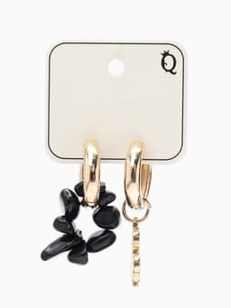 Серьги со съёмным элементом «Трансформер», клевер-сердце, чёрные в золоте