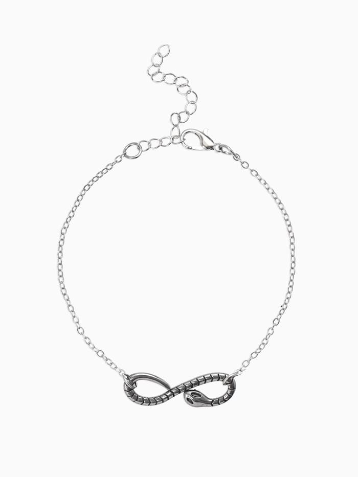 Браслет металл «Змея. Знак бесконечности», L=18 см, цвет серебро