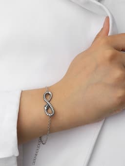 Браслет металл «Змея. Знак бесконечности», L=18 см, цвет серебро