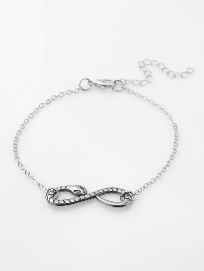 Браслет металл «Змея. Знак бесконечности», L=18 см, цвет серебро