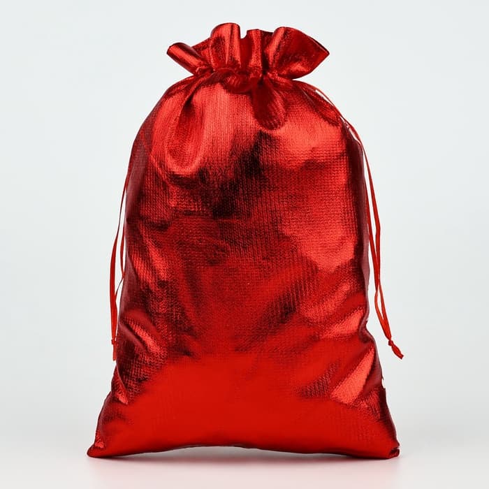 Мешочек подарочный парча «Новогодний орнамент», красный, 20×30 см