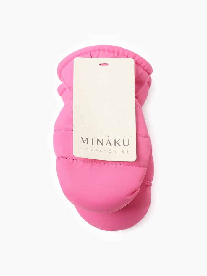 Варежки зимние детские MINAKU, ярко-розовые, размер 20 см (2-4 года)