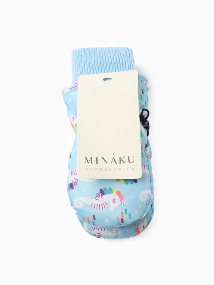 Варежки зимние для девочки MINAKU, голубые, размер 18 см (2-4 года)