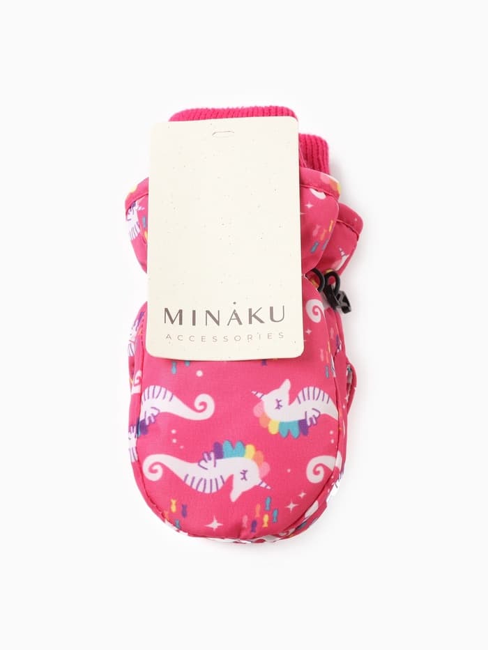 Варежки зимние для девочки MINAKU, малиновая, размер 18 см (2-4 года)