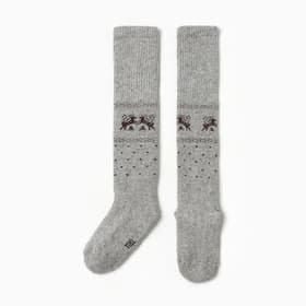 Гольфы детские из монгольской шерсти, серые, 5-7 лет