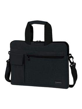 Сумка портфель HEIKKI NOVATION (ХЕЙКИ) с отделением для ноутбука 13-14", багажная лента, черная, 28х38х3 см, 272594