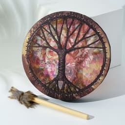 Шаманский бубен «Тигр-бабочка», музыкальный инструмент, с колотушкой, 5×25×25 см