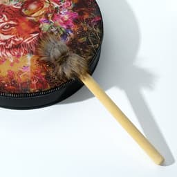 Шаманский бубен «Тигр-бабочка», музыкальный инструмент, с колотушкой, 5×25×25 см