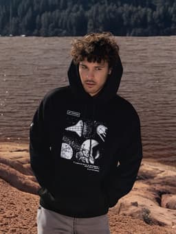 Толстовка с капюшоном РОСКОСМОС х ONLYTOP, р. XXL, чёрная