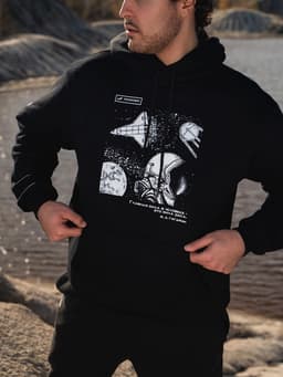 Толстовка с капюшоном РОСКОСМОС х ONLYTOP, р. XXL, чёрная