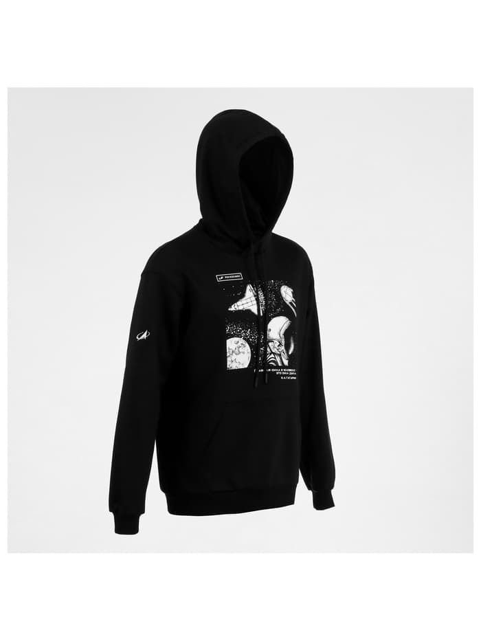 Толстовка с капюшоном РОСКОСМОС х ONLYTOP, р. XXL, чёрная