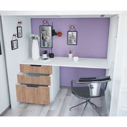 Кровать чердак Polini kids Simple, с письменным столом и шкафом, цвет белый-дуб крафт золотой