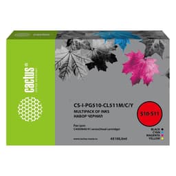 Чернила Cactus CS-I-PG510-CL511M/C/Y, многоцветный, набор, 4×100 мл, для Canon Pixma MP240/MP250