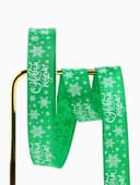 Лента декоративная репсовая «С Новым годом!», зелёная, 2 см х 5 м