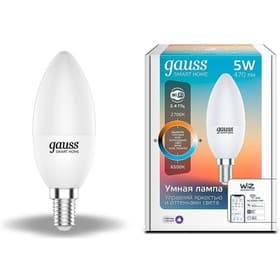 Умная лампа Gauss IoT Smart Home, E14, 5 Вт, 470 Лм, Wi-Fi (1110112)