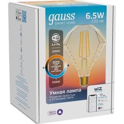 Умная лампа Gauss IoT Smart Home, E27, 6.5 Вт, 720 Лм, Wi-Fi (1370112)