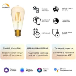 Умная лампа Gauss Smart Home ST64, E27, Wi‑Fi (1290112)