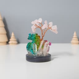 Фигурка «Деревце под защитой дракона», стекло, металл, 18 камней, розовый, 5.5×5.5×9 см