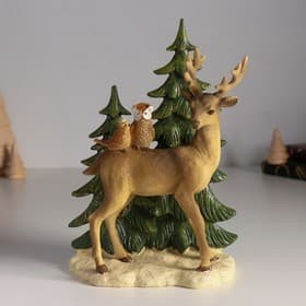 Фигурка полистоун «Оленёнок с птичками у ёлочек», 14×8×20 см