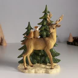 Фигурка полистоун «Оленёнок с птичками у ёлочек», 14×8×20 см
