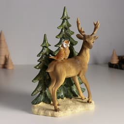 Фигурка полистоун «Оленёнок с птичками у ёлочек», 14×8×20 см