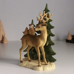 Фигурка полистоун «Оленёнок с птичками у ёлочек», 14×8×20 см