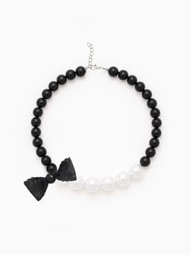 Бусы «Бантик», крупный жемчуг, шар №12-18, черно-белые, 41 см