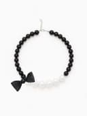 Бусы «Бантик», крупный жемчуг, шар №12-18, черно-белые, 41 см