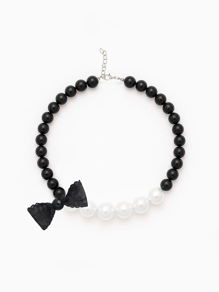 Бусы «Бантик», крупный жемчуг, шар №12-18, черно-белые, 41 см