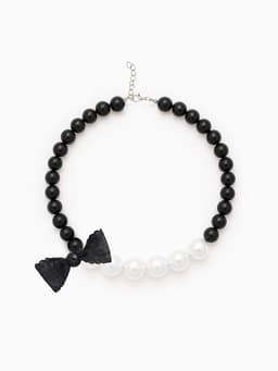 Бусы «Бантик», крупный жемчуг, шар №12-18, черно-белые, 41 см