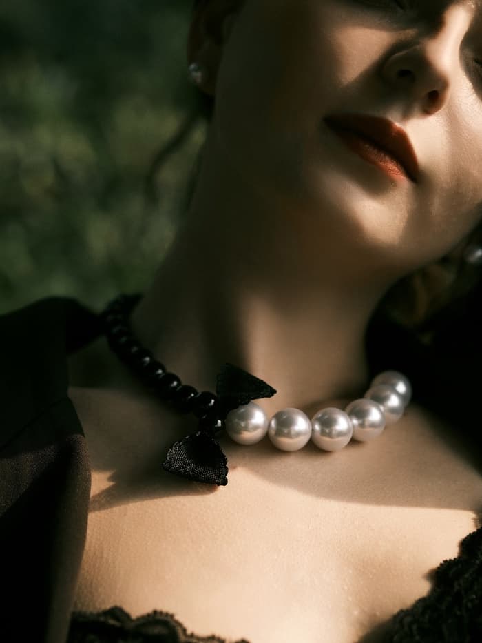 Бусы «Бантик», крупный жемчуг, шар №12-18, черно-белые, 41 см