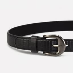 Ремень детский, ширина 2.2 см, винт, 2 строчки, пряжка металл, чёрный