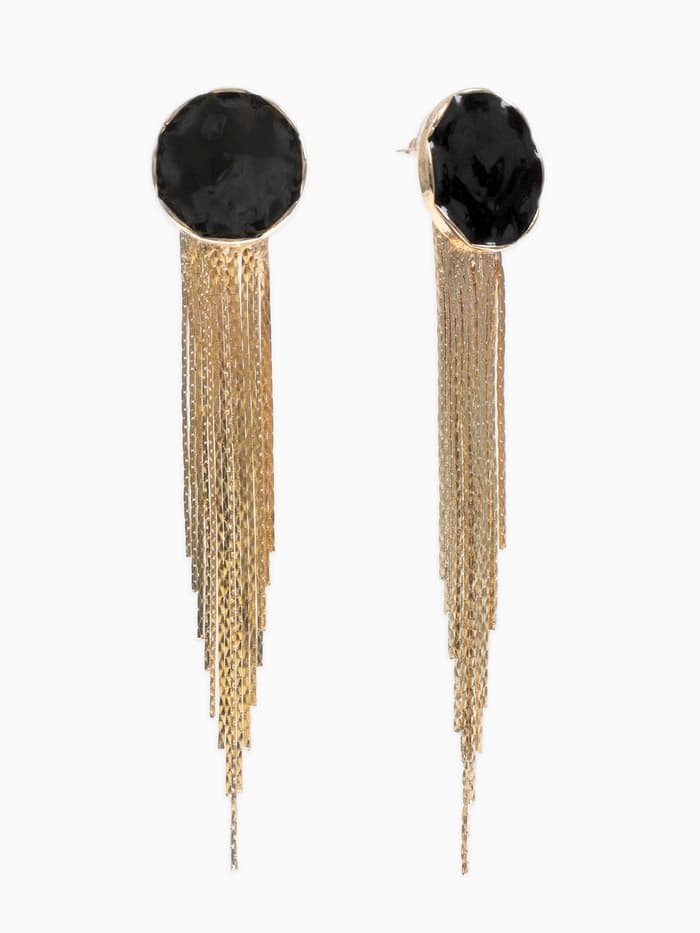 Серьги с эмалью «Валькирия» струящийся дождь, цвет золото