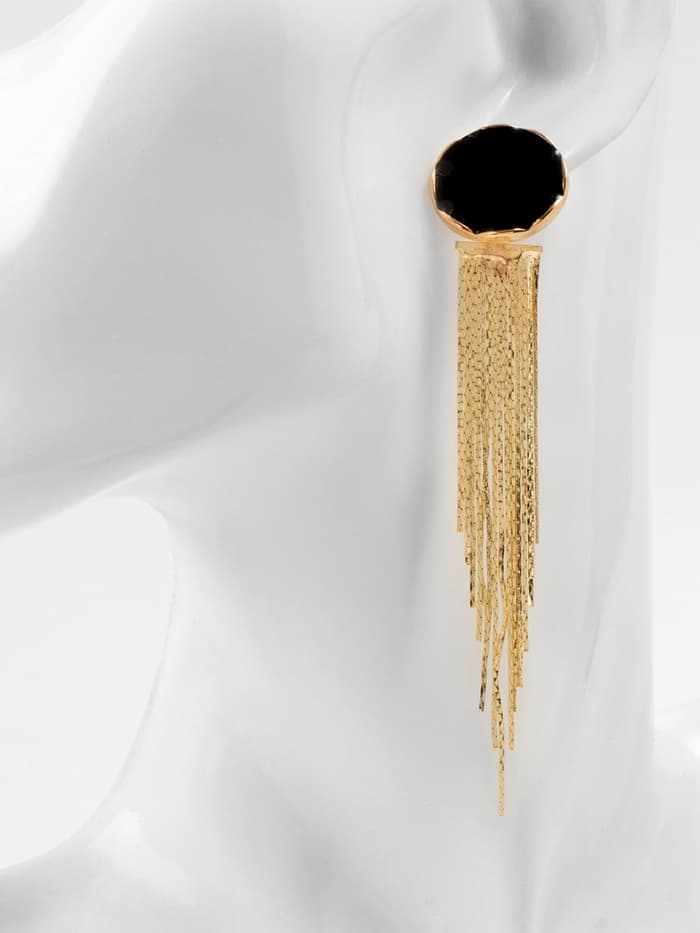 Серьги с эмалью «Валькирия» струящийся дождь, цвет золото