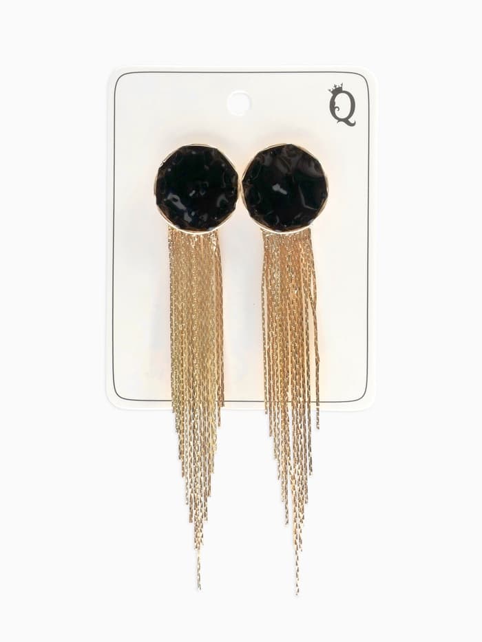 Серьги с эмалью «Валькирия» струящийся дождь, цвет золото