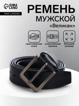 Ремень мужской «Великан» для полных, ширина 3.8 см, винт, пряжка металл, чёрный