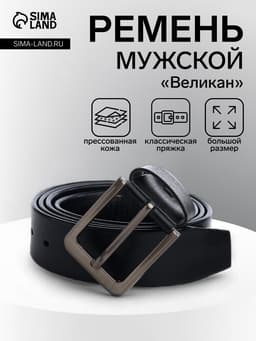 Ремень мужской «Великан» для полных, ширина 3.8 см, винт, пряжка металл, чёрный