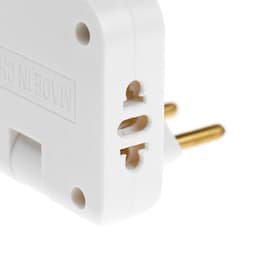 Тройник плоский, поворотный, 2 розетки, 10 А, 2 USB, без заземления, белый