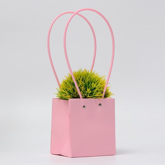 Сумка для цветов, квадратная, розовая, влагостойкая, 13×12×12 см