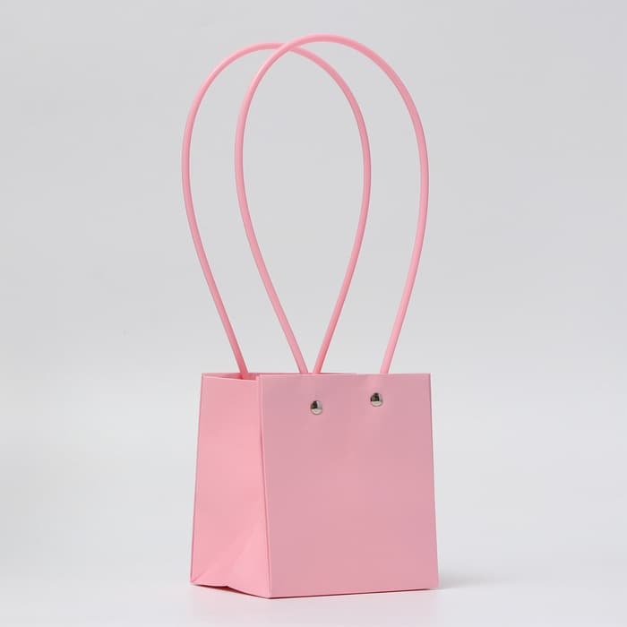 Сумка для цветов, квадратная, розовая, влагостойкая, 13×12×12 см