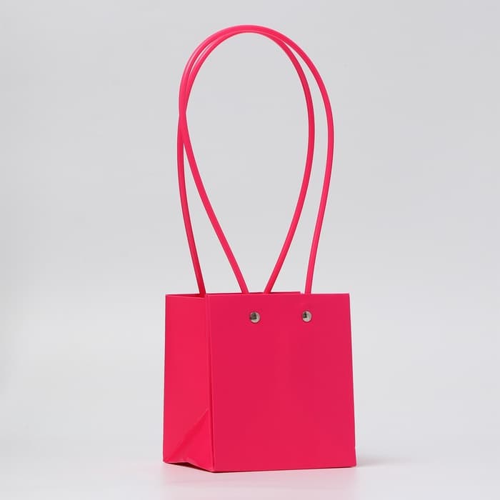 Сумка для цветов, квадратная, малиновая, влагостойкая, 13×12×12 см