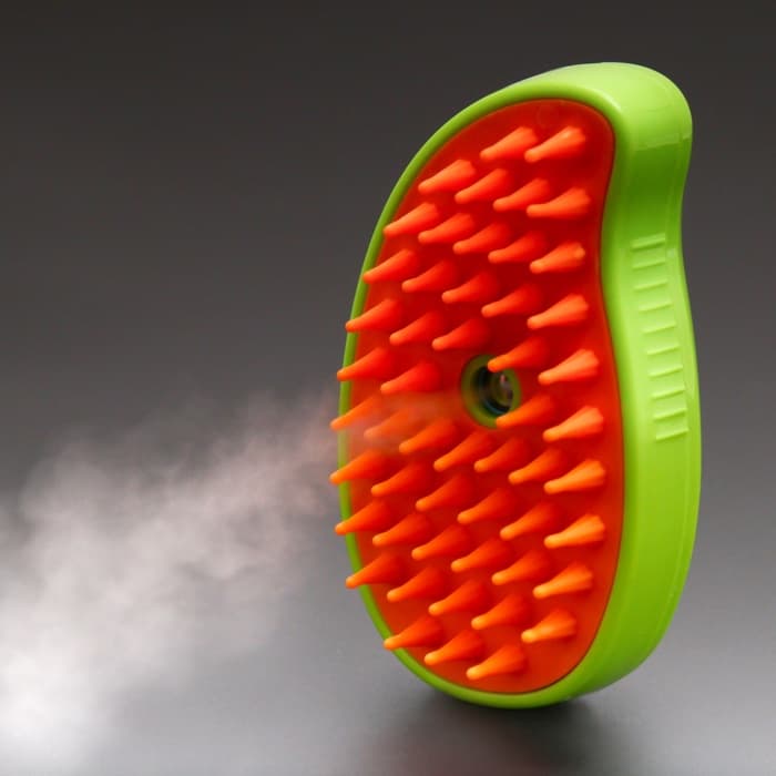 Паровая щетка-расчёска для животных, с USB-зарядкой, зелёная