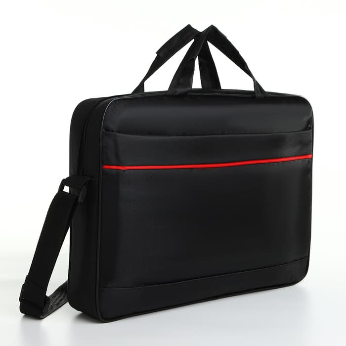 Сумка для ноутбука на молнии, наружный карман, длинный ремень, 40.5×6.5×31.5 см, чёрная