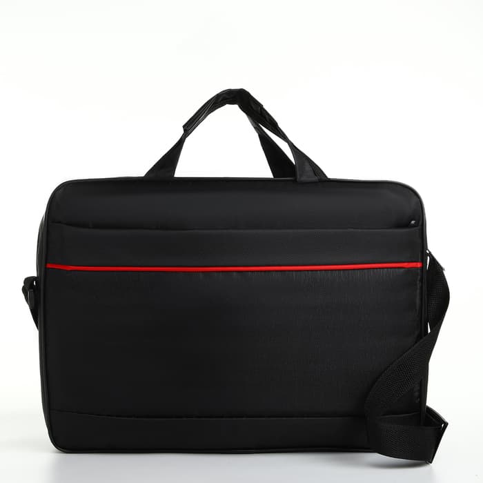 Сумка для ноутбука на молнии, наружный карман, длинный ремень, 40.5×6.5×31.5 см, чёрная